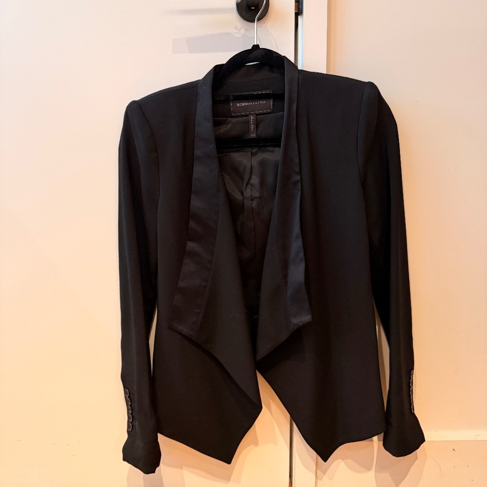 Black Satin Lapel Blazer - Size XXS